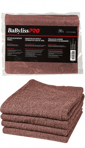 [Babyliss Pro-#BESTOWELCBRUCC] Cotton Bleachiproof Towels-Brown -dz