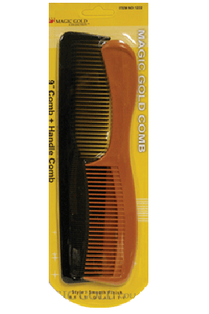 [Magic Gold-#1222] 2pc 9" Comb +Handle Comb -dz