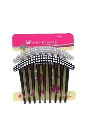[Magic Gold] Comb Hair Pin (2pc/pk) #2149 Black/White - dz