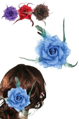 Flower Hair Clip 3in1 [Flower] #3017 ASST (with Feather) - dz
