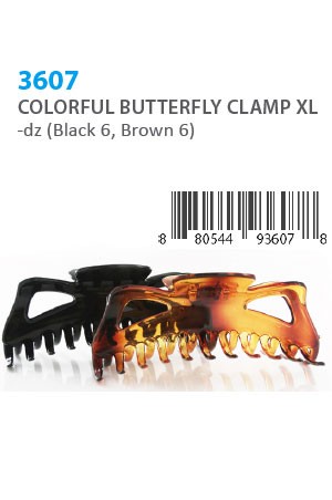 Colorful Butterfly Clamp XL #3607 -dz (BK 6, BR 6)