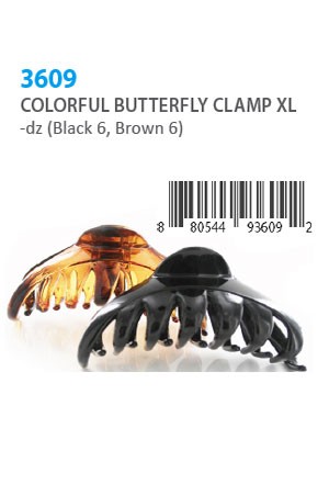 Colorful Butterfly Clamp XL #3609 -dz (BK 6, BR 6)