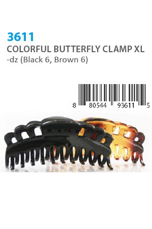 Colorful Butterfly Clamp XL #3611 -dz (BK 6, BR 6)