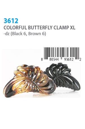 Colorful Butterfly Clamp XL #3612 -dz (BK 6, BR 6)