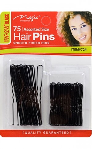 [Magic Collection #724] Hair Pin Asst Size" -Black -dz