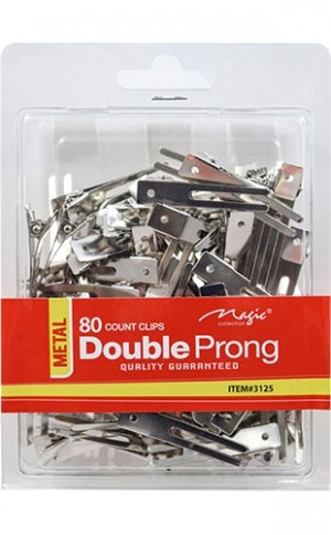 [Magic Collection #3125] Clip Double Prong(80pc) -pk