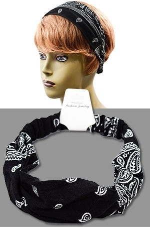 [#HWR02BLA] Fashion Jewelry-Head Wrap -dz