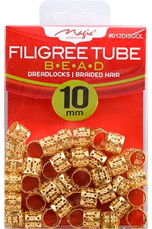 [Magic Collection #012DISGOL] Filigree Tube Bead(10mm/24pk/ds)-Gold -ds