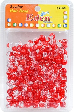 [#2BR9-C/RED] Eden XLG Blister Med Round Bead-Clear-Red -pk
