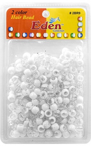 [#2BR9-Clear/Wh] Eden 2 Color X-LG Blister Med Round Bead-pk