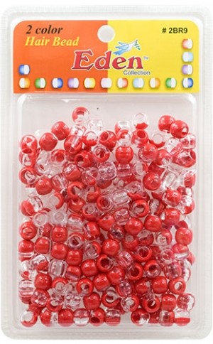 [#2BR9-Clear/Red] Eden 2 Color X-LG Blister Med Round Bead-pk