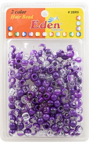 [#2BR9-Clear/Pur] Eden 2 Color X-LG Blister Med Round Bead-pk