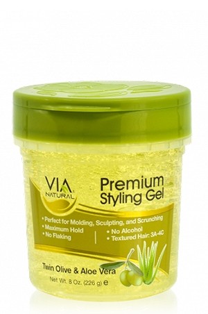 [Via Natural-box#80] Premium Styling Gel -Olive With Aloe Vera (8oz)