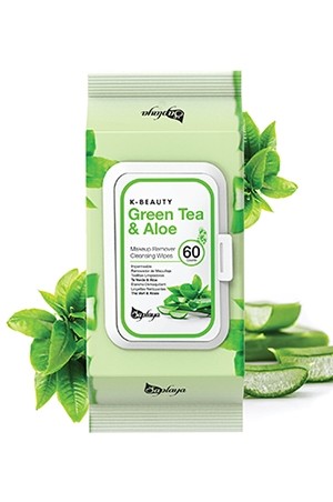 [Saplaya-box#1] Makeup Remover Cleansing Wipes-Green Tea & Aloe (60pc/pk)