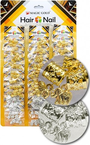 #RBD99543 Gold & Silver Hair & Nail Ring Bead  [36/pk]-pk