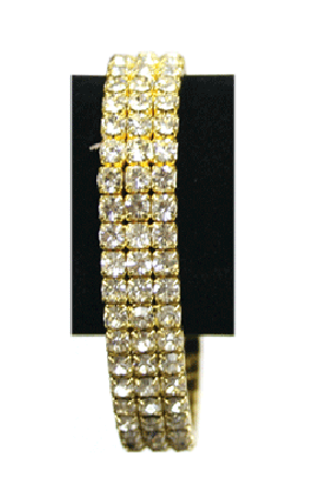 Rhine Stone Bracelet  - Gold (S) - 3Line