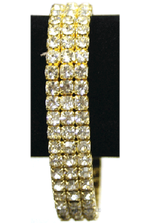Rhine Stone Bracelet  - Gold (L) - 3Line