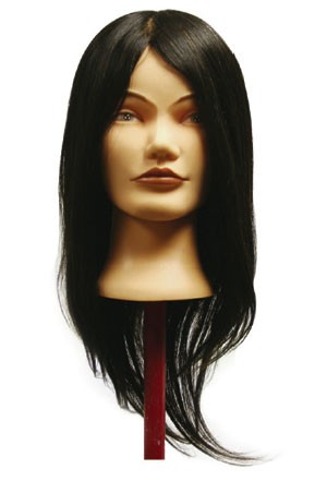 [#M-4040] Practice Mannequin Human Hair Brown Face #Black (20-22")