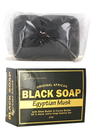 [Sunflower-box#1] Original African Black Soap (5oz)-Egyptian Musk