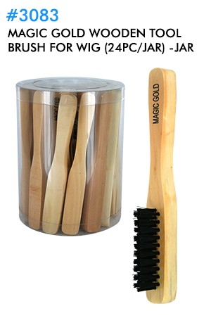 [Magic Gold-#3083] Wooden Tool Brush for Wig(24pc/jar) -jar