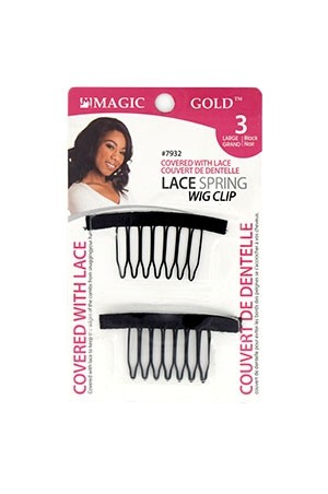 [Magic Gold-#7932] Lace spring Wig Clip -Large (3 pcs/pk)-dz