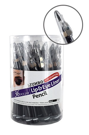 [ Magic ] Jumbo Lip & Eye Liner Pencil w/Sharpener Black #M201JAR  -jar