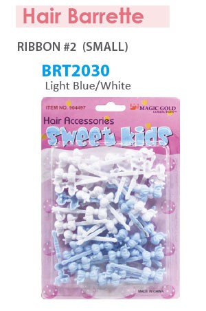 [Magic Gold] Barrette [Ribboon (S) Light Blue/White] #BRT2030 -pc