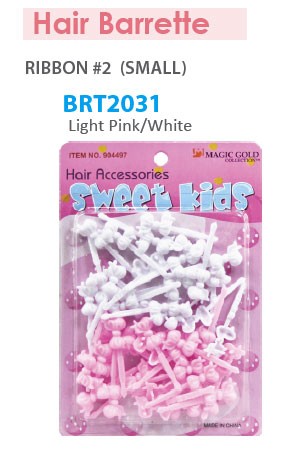 [Magic Gold] Barrette [Ribboon (S) Light Pink/White] #BRT2031-pc