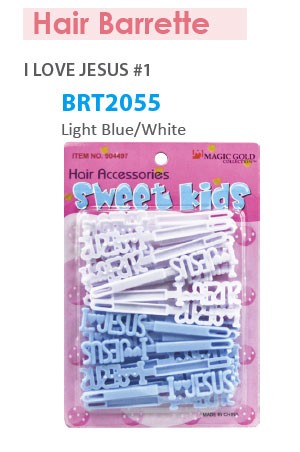 [Magic Gold] Barrette [I Love Jesus Light Blue/White] #BRT2055 -pc
