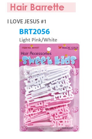 [Magic Gold] Barrette [I Love Jesus Light Pink/White] #BRT2056 -pc