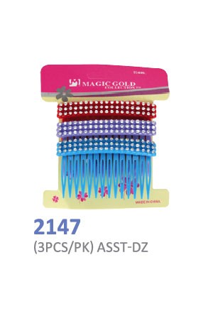 [Magic Gold] Comb Hair Pin (3pc/pk) #2147 ASST - dz