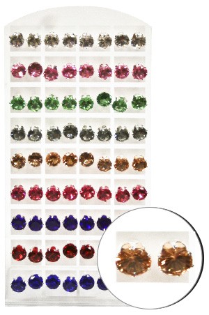 [#0139] Stone Earring (Round Mix-9mm)