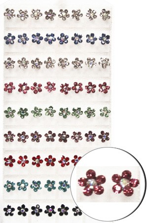 [#1556] Stone Earring (Flower1 Clear/Mixed - Large)