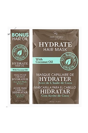 [Hair Chemist-box#10] Hydrate hair Mask (1 oz) & bonus hair Oil (0.1 oz) -with Coconut Oil (12pk/ds) 