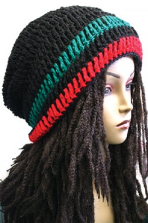 #Ras-1: Rasta Hat 14" (Black/Green/Red)