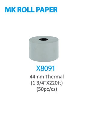 X8091 MK Roll Paper 44mm Thermal (1 3/4" x 220ft) 50pc/cs -cs