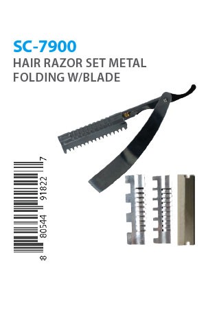 [#SC-7900] Hair Razor Set Metal Folding w/ Blade