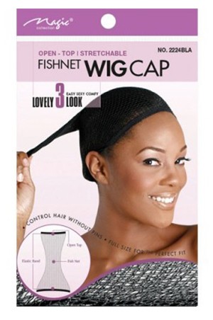 [Magic Collection-#2224BLK] Fishnet Wig Cap-Black-dz