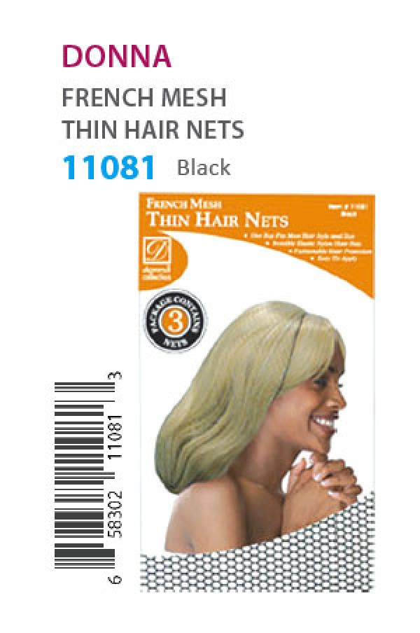 Donna 11081 French Mesh Thin Hair Net Dz For Women Caps Du